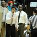 Huron head coach Waleed Samaha argues with a referee after a call in the first half against Pinckney during a district match up at Pioneer on Wednesday. Melanie Maxwell I AnnArbor.com